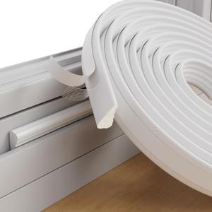 ESUFEIR 196" Wedge Sliding Window Weather Stripping Door Gap Filler,Adhesive Window Insulation for Winter Door Seal Strip,Soundproof Foam Tape for Frame,White