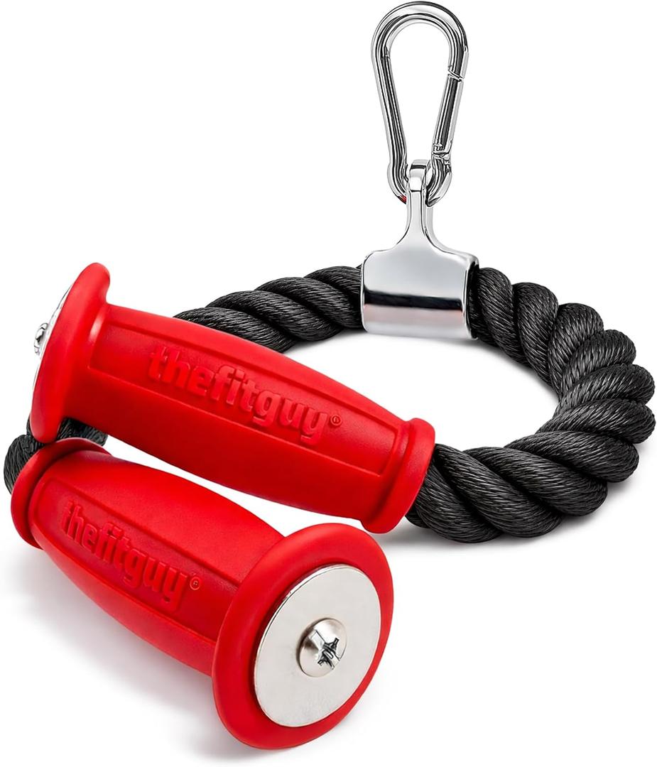 THEFITGUY Ergonomic Tricep Rope | 30 Non-Slip Cable Attachment | Wrist Pressure Relief | Grip Strength & Forearm Activation | Home & Commercial Gym Accessory | for Cable Machine & Smart Gym
