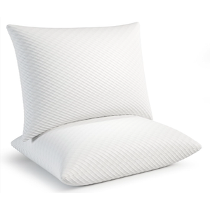 BioPEDIC Memory Foam Pillows - Standard Size, 2-Pack, Shredded Foam Filling for Plush Support & Airflow, Ventilated iCOOL Technology, Hypoallergenic, Non-Toxic Materials, Standard Size (Pack of 2)