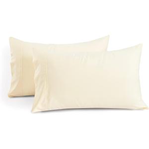 1000 TC Ivory Standard Pillowcases Set of 2 100% Egyptian Cotton Pillow Cases with Long Staple Cotton & Sateen Weave, Silky Soft Hotel - Like Bed Pillow Covers for Comfy Sleeping, Snug Fit