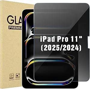 ProCase 1 Pack Privacy Screen Protector for iPad Pro 11 Inch 2025 M5 / 2024 M4, Anti-Spy Tempered Glass Film for iPad Pro 11" 5th Generation