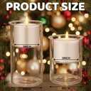 Domensi 2 Pcs Christmas Votive Flameless Candles Glass Candle Holders Real Wax 3D Wick LED Pillar Votive Wax Set Battery Operated Flickering Light for Home Xmas Table Decoration