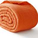 100% Cotton Muslin Blanket Twin 66" x 90", 6 Layers Breathable and Lightweight Cotton Blankets for Couch, Soft Cooling Summer Gauze Blanket for Adults All Season, Orange (08 - Burnt Orange)