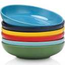 Selamica Ceramic 7.8 inch pasta bowls, 26 Ounce large serving porcelain salad soup bowls, dishwasher microwave safe, set of 6(Multi-color)