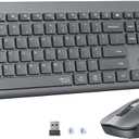Wireless Keyboard and Mouse, Quiet Bluetooth Keyboard Mouse Set, 2.4G/Bluetooth Full-Sized Computer Keyboard, 3200 DPI Adjustable Mouse, Long-Life Battery, for PC/Laptop/Tablet/Windows/Mac