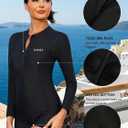 Daci Women Long Sleeve Rash Guard One Piece Boyleg Swimsuit Zipper Surfing Bathing Suit UPF 50+ (M)