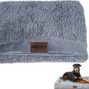 Dog Bed Cover - Soft Plush Replacement Cover Removable Washable - Grey for 44" x 34" XX-Large Dog Bed