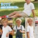 Mumucove Boys V Neck Short Sleeve T-Shirts, White, 7-8 Years (White)
