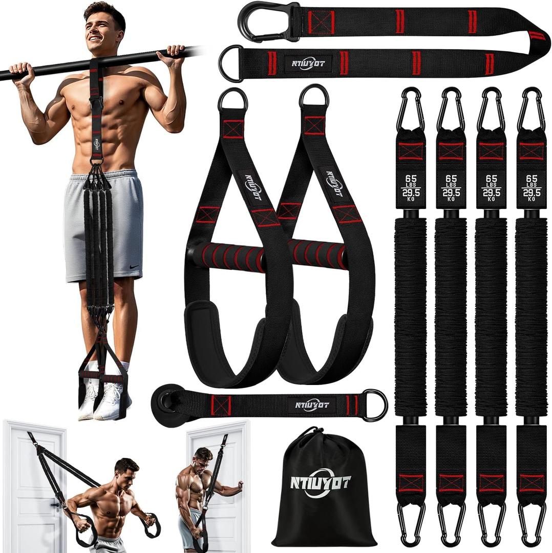 Pull Up Bands, Heavy Duty Resistance Bands with Handle, Workout Bands for Pull Up Bar, Pullup Assist Band Set for Exercise, Full Body Workout, Home Gym for Enhanced Strength, Muscle Training (Black)