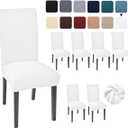 Aertiavty Chair Covers for Dining Room Set of 6 Kitchen Chair Seat Covers, Dining Room Chair Covers Chair Slipcover Parsons Chair Covers, White