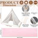 71x87'' Huge Teepee Tent with 91x71'' Extra Large Outdoor Boho Picnic Blanket Table Runner 6 Napkins Woven Cotton Yarn Oversized Beach Blanket Camp Wedding(Pink, White)
