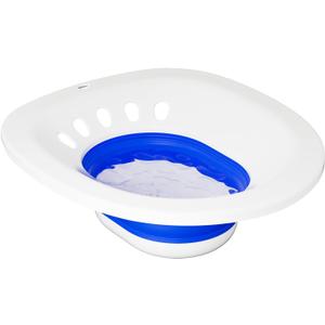 Sitz Bath for Toilet Seat Hemorrhoids and Postpartum Care,Yoni Steam Seat, Collapsible Sits Bath Kit for Women,Easy to Store,Wide Seat,Deeper Bowl (Blue No Flusher)