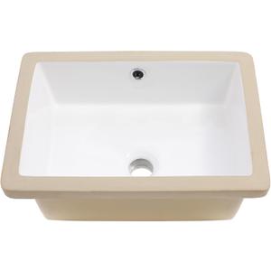 18x12 Inch Undermount Bathroom Sink with Rectangular Bottom White Ceramic Vessel Bathroom Sinks Vanity Classic Basin with Overflow