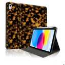 TopPerfekt Case for iPad 11th (A16) 11-inch 2025 / 10th Generation 10.9-inch 2022, Cool Tortoise Shell Print Trendy Design Stand Folio Case with Pencil Holder, Anti-Slip and Anti-Shock - Tortoiseshell