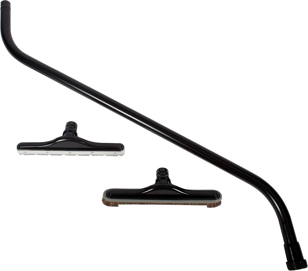 Cen-Tec Systems Commercial Scalloped Felt Hard Floor Vacuum Attachment and 14" Natural Fill Floor Brush with 1-Piece S-Wand