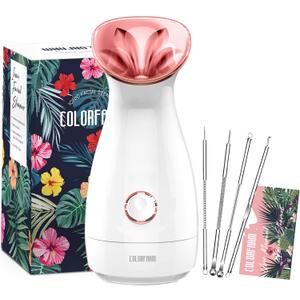Colorfarm Facial Steamer Nano Ionic: Face Steamer Deep Cleaning Unclogs Pores (Rose)