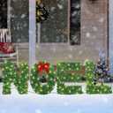 ATDAWN 4 Pc Noel Sign Christmas Decoration Set, Lighted Yard Display, Indoor/Lawn Decor, Green