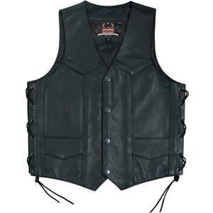 Hugger Kids Leather Vest Fashion Button Sleeveless Toddler's Tops Cute V Neck Jacket Waistcoat Multiple Pockets & Side Laces (Black), Size: XX-Small