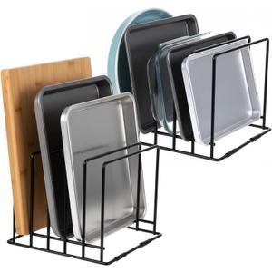 2-Pack Steel Cutting Board Organizer, Bakeware Organizer Rack, 5-Slot Baking Sheet Organizer Rack for Kitchen Storage, for Cutting Boards, Cookie Sheets, and Baking Pans, 8.7" x 7.4" x 6.3"