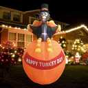 MorTime 6 FT Thanksgiving Inflatable Turkey with Pumpkin, Blow up Lighted Turkey Decor with LED Lights for Fall Autumn Yard Party Shopping Mall Harvest Day Thanksgiving Decorations