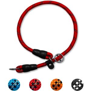 Reflective Slip Collar, Dog Choker Collar, Nylon Dog Training Collar with Slidable Stopper No Pull Dog Collars Martingale Collars for Small Medium Large Dogs, Red, S