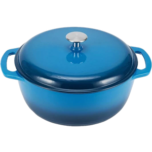 Amazon Basics Ronde Enameled Cast Iron Dutch Oven, 6.9 Litre, Blue
