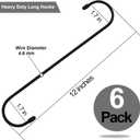 6 Pack 12 inch Extra Large S Hooks Black Heavy Duty Long S Hooks for Hanging Plant Extension Hooks for Kitchenware,Utensils,Pergola,Closet,Flower Basket,Garden,Patio,Indoor Outdoor Uses