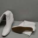 DREAM PAIRS Women Knee High Boots 2 Inch Kitten Heel Fashion Square Toe Wide Calf Long Boots (7, White)