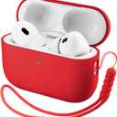 ORNARTO Compatible with AirPods Pro 3 Case 2025, Full Protective Hybrid Silicone for AirPods Pro 3rd Generation Case, Front LED Visible Skin Cover-Red