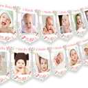 Wildflower Theme 1st Birthday Photo Banner from Newborn to 12 Months for Girls, Growth Record Monthly Milestone Picture Banner First Birthday Party Decorations for 1 Year Old Girl