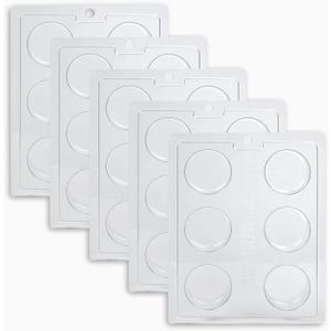 Round Cookie Chocolate Mold 5 Pack, 6 Cylinders Each, Chocolate Covered Round Cookies,Candy, Cookies and Chocolate, and Even Soap Molds (Large)