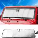 JWWY Windshield Sunshade Window Sun Shade Heat Shield Sun Visor UV Rays and Foldable Sun Shield Blocks for Jeep Wrangler Car Interior Accessories for 1996-2018 TJ JK JKU51.96in*15.35in (Silver)