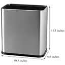 Coloch Small Metal Trash Can, 2.6 Gallon(10L) Slim Size Wastebasket for Narrow Spaces Stainless Steel Garbage Bin Silver Invisi-Overlap Open Top Rubbish Bin for Bedroom, Bedroom, Toilet, Undersink