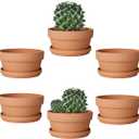 vensovo 5.7 Inch Terracotta Shallow Succulent Pot - 6 Pack Terra Cotta Clay Pots with Saucer, Cacuts Terra-Cotta Indoor and Outdoor Planters with Drainage Hole (Brown)