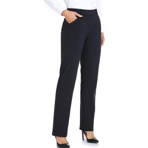 Oalka Women's Dress Pants Straight Leg Yoga Work Stretchy Pant for Office Business