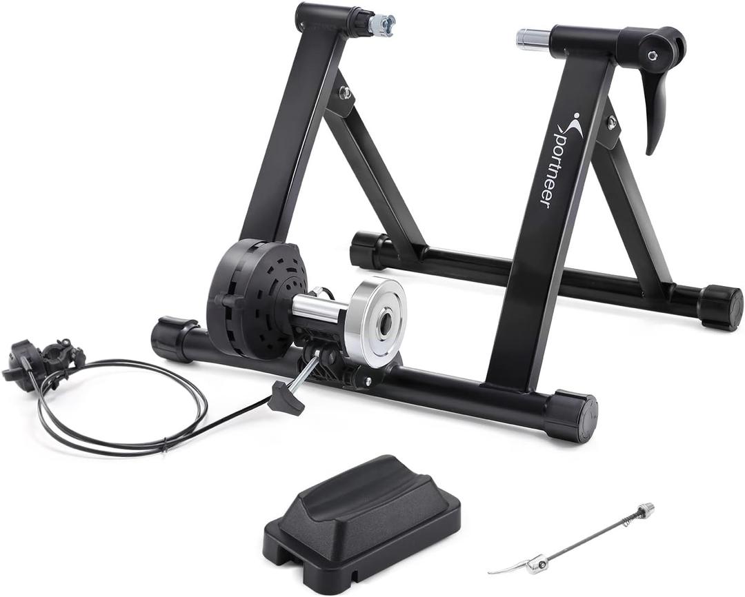 Sportneer Bike Trainer:Bike Trainer for Indoor Riding with Quick Release Lever & Front Wheel Riser Block