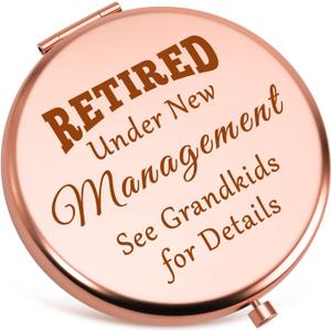 Retirement Gifts for Women 2025 Compact Mirrors Funny Retired Gifts for Woman Coworker Retirement Gifts for Grandma Coworker Leaving Gift Mothers Day Christmas Birthday Presents Makeup Mirror, Rosegold