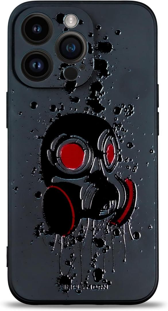 SIMPLYMDRN Slim for iPhone 13 Pro Max Case - Goth Tattoo Design - Cool Case for Men - Streetart Cover - Slim and Flexible (Hazardous Black)