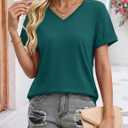 YUCOLEN Womens Short Sleeve V Neck T Shirts Casual Loose Tees Cotton Soft Breathable UPF 50+ Tops Summer 2026 (S)