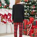 MyFav Matching Family Christmas Pajamas Set Soft Holiday Clothes Sleepwear (Black, L)