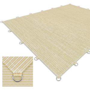 6X8 FT 90% Sun Shade Cloth, Sunblock Shade Fabric with D-Rings, Sunshade Cover for Patio Pergola Deck, UV Protected Breathable Netting with Zipties & Ropes, Beige