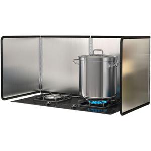 4 Sided Splatter Guard Shield, 40cm Foldable Stove Splash Guard Grease Shield, 80cm Length Nonstick Oil Stove Splash Fryer Pan Kitchen Backsplash Protector for Stove Top Wall Gas Range Frying Pan