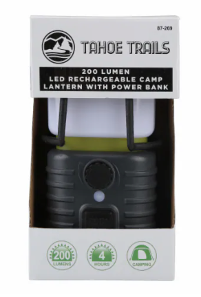 Tahoe Trails 200 Lumen Cordless Camp Lantern 87-269