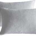 Pillowcases Standard Size 100% Cotton, 2 Pack Linen Like Pillow Shams with Envelope Closure, Ultral Soft and Breathable Pillow Case Covers, Light Grey, 20" X 12", No Filling