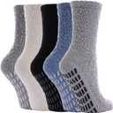 5 Pairs Fuzzy Socks with Grips for Women, Non Slip Cozy Fluffy Soft Socks, Winter Sleep Slipper Hospital