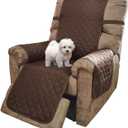 U-NICE HOME Recliner Chair Covers Reversible Chair Cover Pet Covers for Dogs with Elastic Straps Water Resistant Diamond Quilted (28''Recliner Oversized, Coffee/Beige)