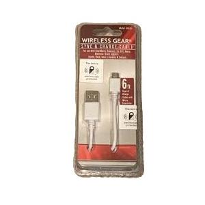 Wireless Gear Sync & Charge Cable 6 ft. White, Pack Of 2