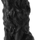Glitzhome Guardian Sitting Lion Garden Statue MGO Outdoor Decoration, 27.75" H, Black