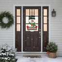 2 x Handcrafted Snowman Welcome Door Hanger Sign - Festive Winter Christmas Home Decor Door Decorations