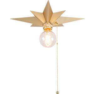 VILUXY Flush Mount Ceiling Light, Gold Star Light Fixtures Mini Ceiling Lamps with Pull Chain On/Off Switch for Hallway, Entryway, Study Room, Bedroom